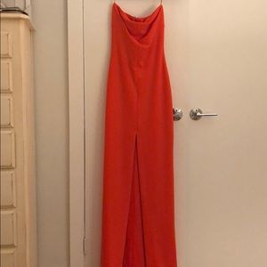 Strapless orange gown